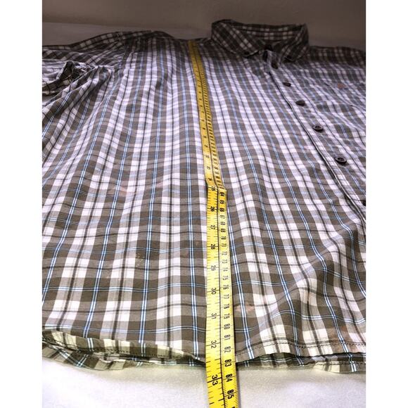 Carhartt Relax Fit Plaid Button Shirt Short Sleeve Olive Green White Mens Sz 3XL - Picture 6 of 11